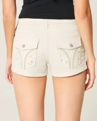 Pantaloni scurti din popelin, cu talie joasă, cu buzunar la spate