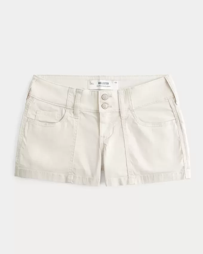 Pantaloni scurti din popelin, cu talie joasă, cu buzunar la spate Pantaloni scurti din popelin, cu talie joasă, cu buzunar la spate