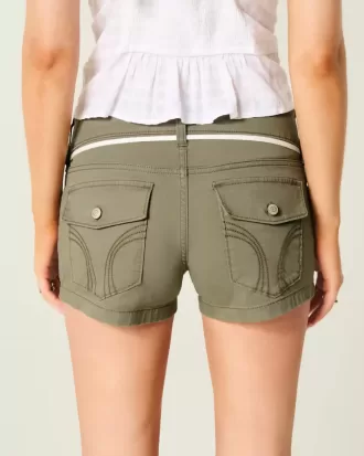 Pantaloni scurti din popelin, cu talie joasă, șiret