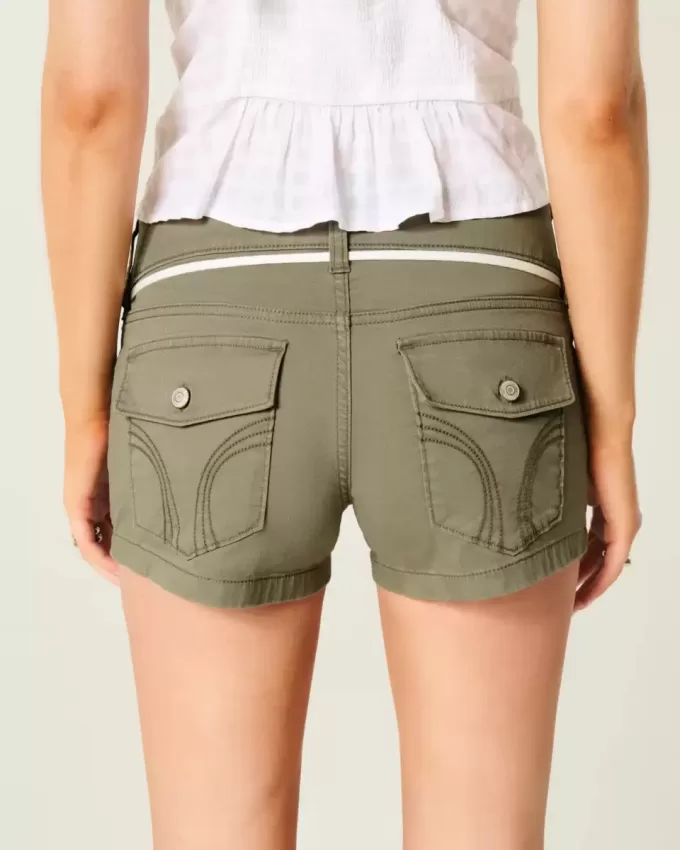 Pantaloni scurti din popelin, cu talie joasă, șiret Pantaloni scurti din popelin, cu talie joasă, șiret