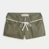 Pantaloni scurti din popelin, cu talie joasă, șiret Pantaloni scurti din popelin, cu talie joasă, șiret