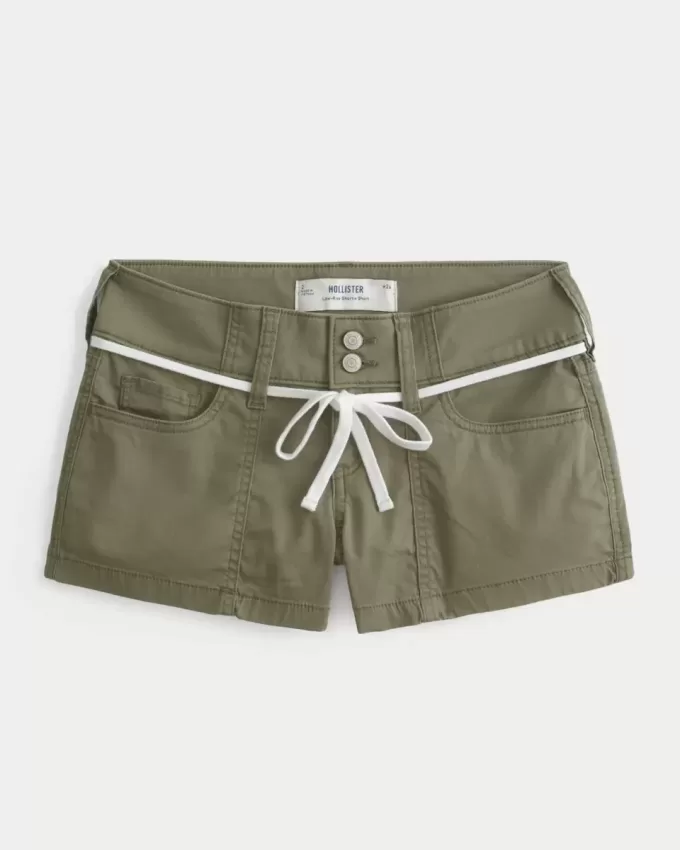 Pantaloni scurti din popelin, cu talie joasă, șiret Pantaloni scurti din popelin, cu talie joasă, șiret