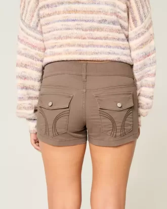 Pantaloni scurti din poplin cu talie joasa
