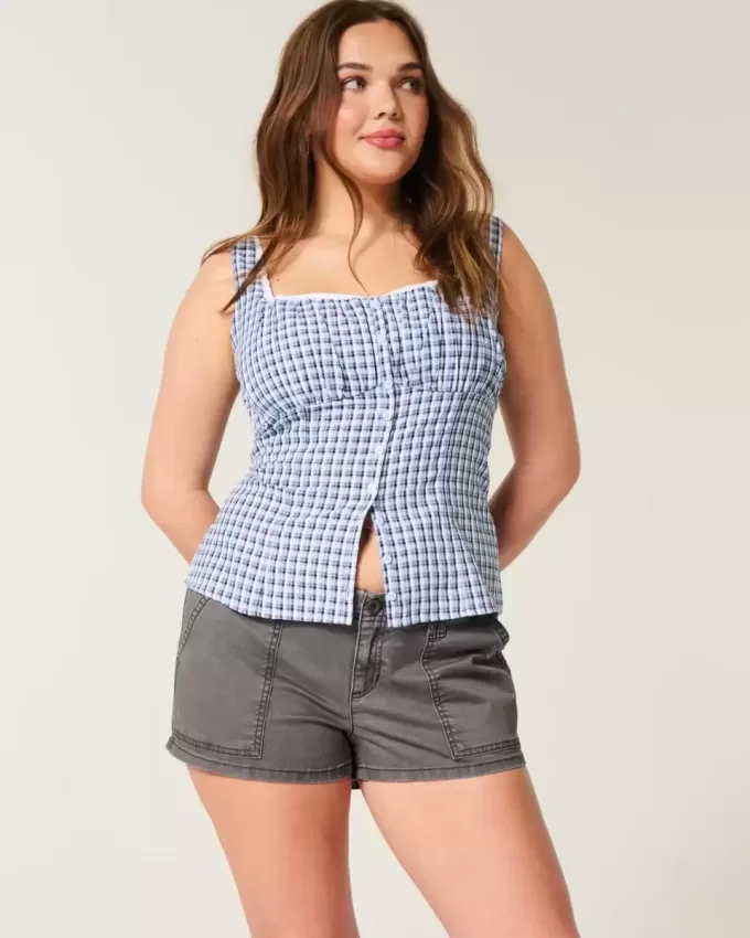 Pantaloni scurti din twill cu talie joasă Pantaloni scurti din twill cu talie joasă