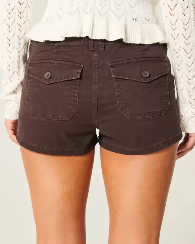 Pantaloni scurti din twill cu talie joasă Pantaloni scurti din twill cu talie joasă