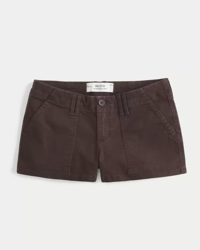 Pantaloni scurti din twill cu talie joasă Pantaloni scurti din twill cu talie joasă