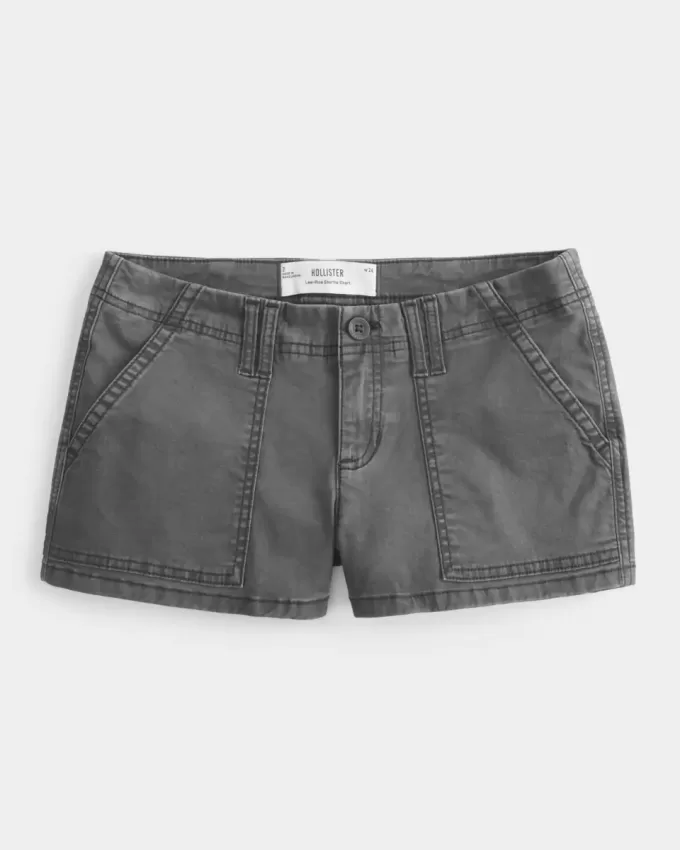 Pantaloni scurti din twill cu talie joasă Pantaloni scurti din twill cu talie joasă