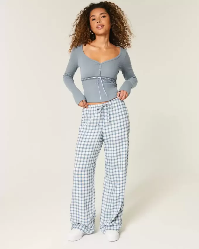 Pantaloni Slub cu tragere Pantaloni Slub cu tragere
