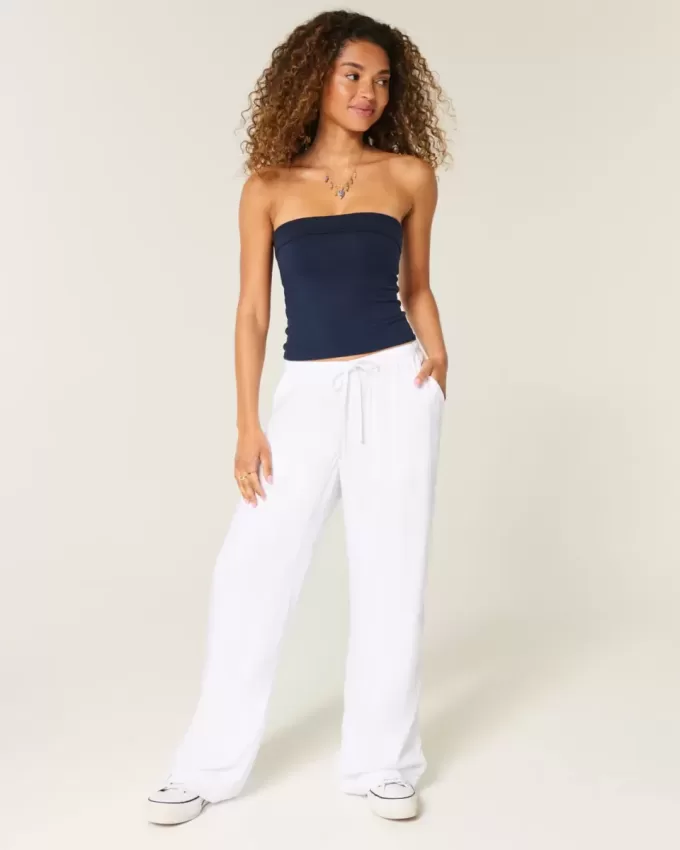 Pantaloni Slub cu tragere Pantaloni Slub cu tragere