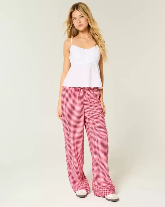 Pantaloni Slub cu tragere Pantaloni Slub cu tragere