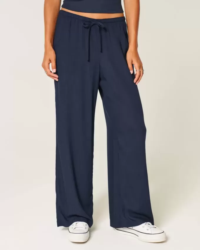 Pantaloni Slub cu tragere Pantaloni Slub cu tragere