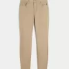 Pantaloni super skinny kaki cu talie mare