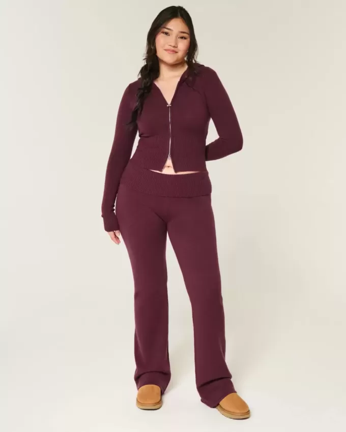 Pantaloni tip cizme cu talie pliabilă din tricot Gilly Hicks Pantaloni tip cizme cu talie pliabilă din tricot Gilly Hicks