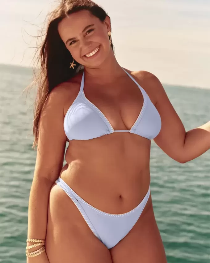 Partea de jos de bikini cu bretele cu picior înalt brodat Partea de jos de bikini cu bretele cu picior înalt brodat