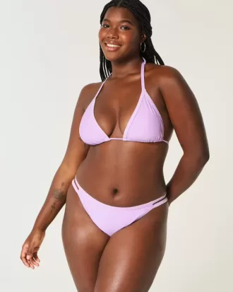 Partea de jos de bikini cu bretele cu picior înalt brodat