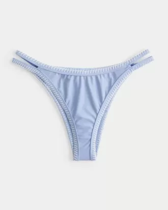 Partea de jos de bikini cu bretele cu picior înalt brodat