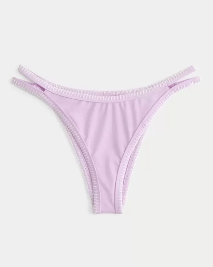 Partea de jos de bikini cu bretele cu picior înalt brodat Partea de jos de bikini cu bretele cu picior înalt brodat