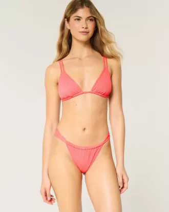 Partea de jos de bikini cu bretele slabe din jacquard