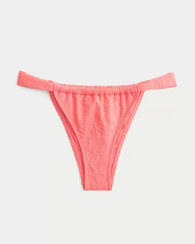 Partea de jos de bikini cu bretele slabe din jacquard Partea de jos de bikini cu bretele slabe din jacquard