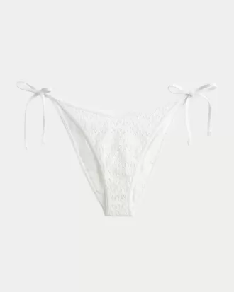 Partea de jos de bikini cu cravată laterală în stil croșetat cu paiete