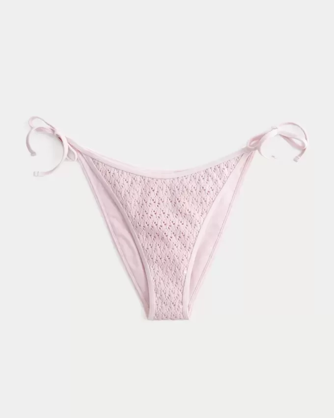 Partea de jos de bikini cu cravată laterală în stil croșetat cu paiete Partea de jos de bikini cu cravată laterală în stil croșetat cu paiete