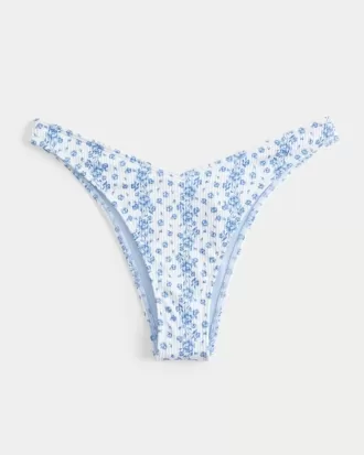Partea de jos de bikini cu nervură, cu picioare înalte, talie în V
