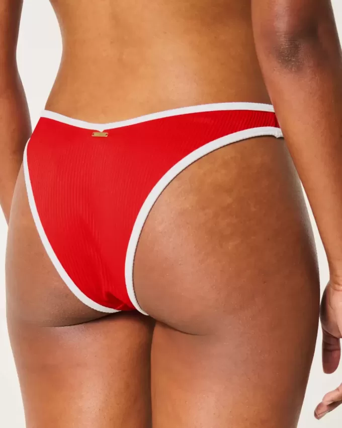 Partea de jos de bikini cu nervură, cu picioare înalte, talie în V Partea de jos de bikini cu nervură, cu picioare înalte, talie în V