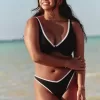 Partea de jos de bikini cu nervură, cu picioare înalte, talie în V Partea de jos de bikini cu nervură, cu picioare înalte, talie în V