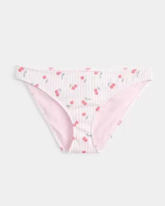 Partea de jos de bikini cu nervuri cu talie joasa