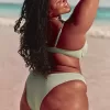Partea de jos de bikini cu picior înalt cu nervură Partea de jos de bikini cu picior înalt cu nervură