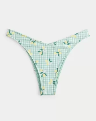 Partea de jos de bikini cu picior înalt cu nervură