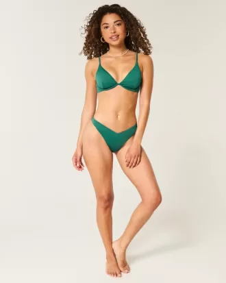 Partea de jos de bikini cu picior înalt cu nervură