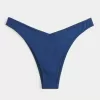 Partea de jos de bikini cu picior înalt cu nervură Partea de jos de bikini cu picior înalt cu nervură