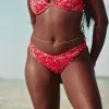 Partea de jos de bikini cu picior înalt cu nervură Partea de jos de bikini cu picior înalt cu nervură