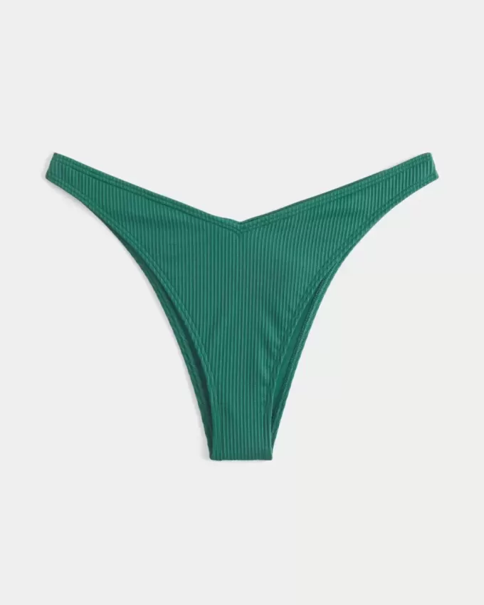 Partea de jos de bikini cu picior înalt cu nervură Partea de jos de bikini cu picior înalt cu nervură