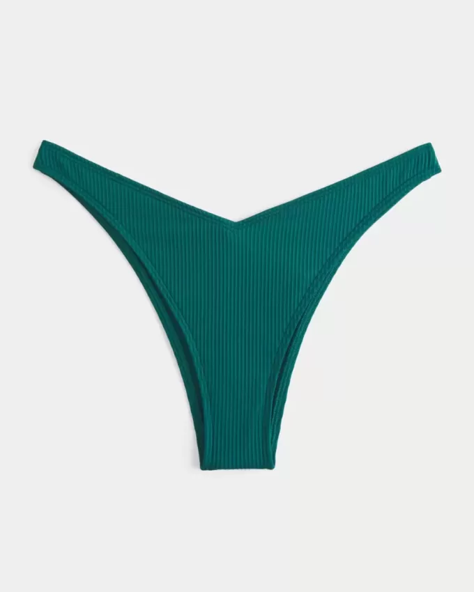 Partea de jos de bikini cu picior înalt cu nervură Partea de jos de bikini cu picior înalt cu nervură