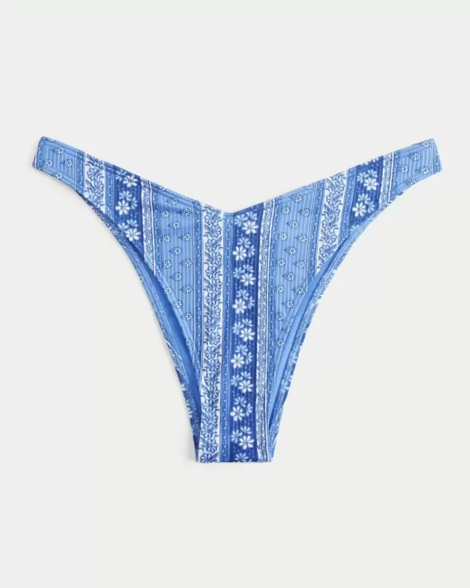 Partea de jos de bikini cu picior înalt cu nervură Partea de jos de bikini cu picior înalt cu nervură