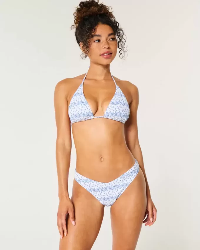 Partea de jos de bikini cu picior înalt cu smock Partea de jos de bikini cu picior înalt cu smock