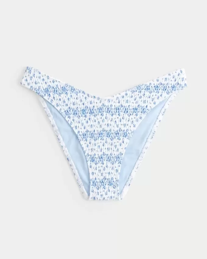 Partea de jos de bikini cu picior înalt cu smock Partea de jos de bikini cu picior înalt cu smock