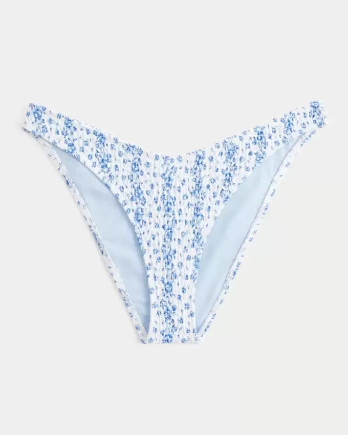 Partea de jos de bikini cu picior înalt cu smock Partea de jos de bikini cu picior înalt cu smock