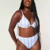 Partea de jos de bikini curbat cu picioare înalte și talie înaltă, cu nervuri Partea de jos de bikini curbat cu picioare înalte și talie înaltă, cu nervuri