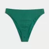 Partea de jos de bikini curbat cu picioare înalte și talie înaltă, cu nervuri Partea de jos de bikini curbat cu picioare înalte și talie înaltă, cu nervuri
