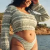 Partea de jos de bikini obraznică cu picioare înalte în stil croșetat Partea de jos de bikini obraznică cu picioare înalte în stil croșetat