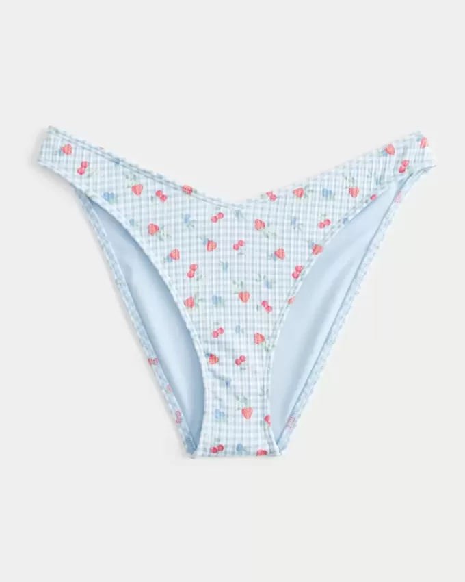 Partea de jos de bikini striată cu picior înalt Partea de jos de bikini striată cu picior înalt