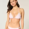 Partea de sus de bikini triunghi cu tricot în stil croșetat Partea de sus de bikini triunghi cu tricot în stil croșetat