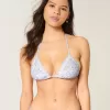 Partea de sus de bikini triunghi cu tricot în stil croșetat Partea de sus de bikini triunghi cu tricot în stil croșetat