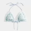 Partea de sus de bikini triunghi cu tricot în stil croșetat Partea de sus de bikini triunghi cu tricot în stil croșetat