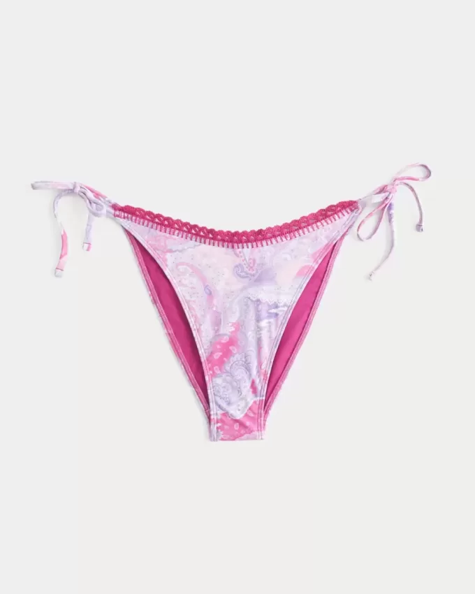 Partea inferioară de bikini cu cravată laterală în stil croșetat Partea inferioară de bikini cu cravată laterală în stil croșetat