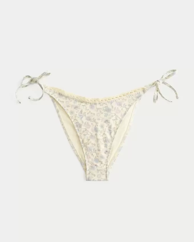 Partea inferioară de bikini cu cravată laterală în stil croșetat Partea inferioară de bikini cu cravată laterală în stil croșetat