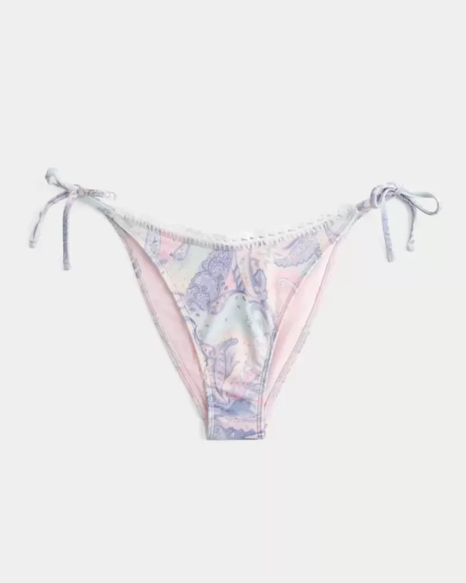 Partea inferioară de bikini cu cravată laterală în stil croșetat Partea inferioară de bikini cu cravată laterală în stil croșetat
